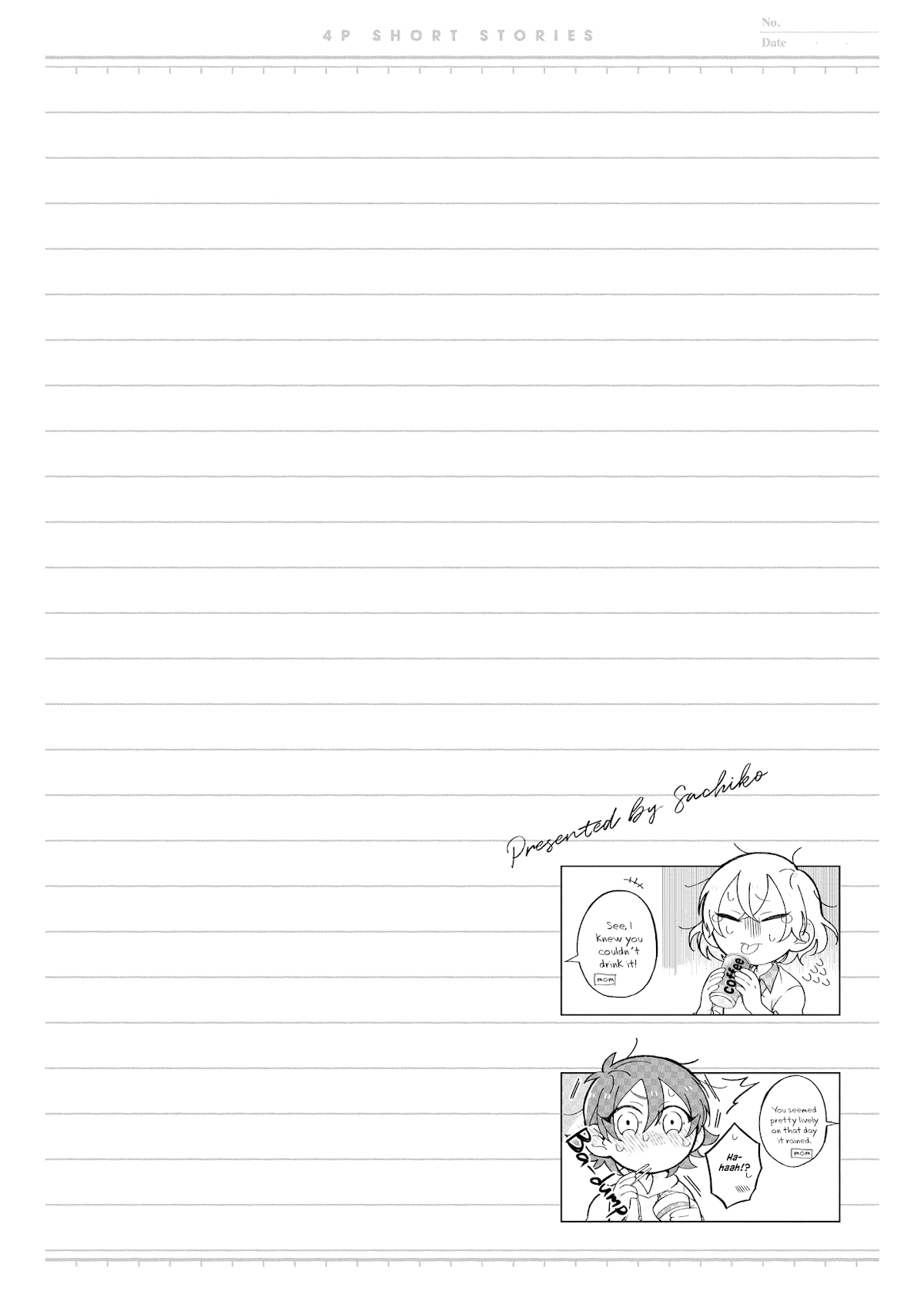 “It’s too precious and hard to read !!” 4P Short Stories Chapter 19 page 6 - Chapter 19: Childhood Feelings on a Rainy Day [by Sachiko]