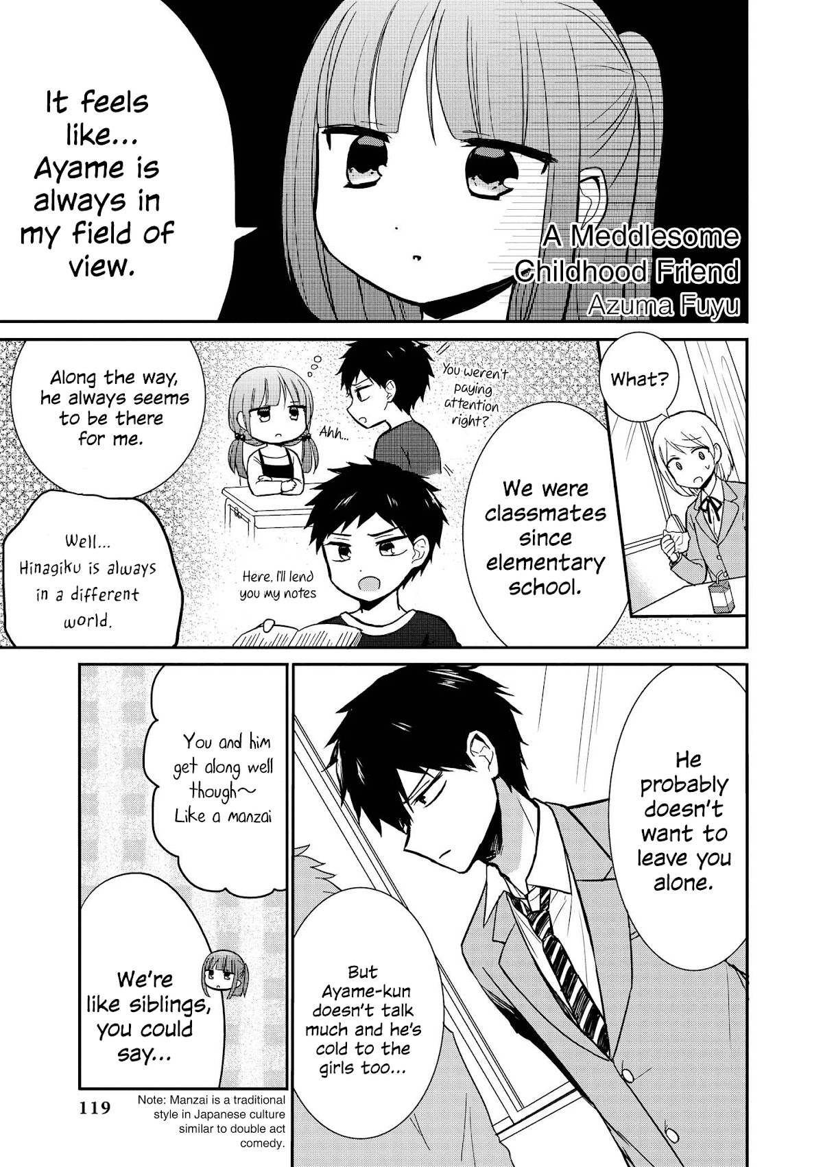 “It’s too precious and hard to read !!” 4P Short Stories Chapter 20 page 1 - Chapter 20: A Meddlesome Childhood Friend [by Azuma Fuyu]