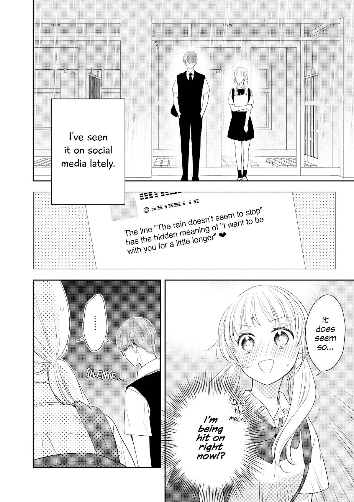 “It’s too precious and hard to read !!” 4P Short Stories Chapter 21 page 2 - Chapter 21: The Rain Doesn't Seem to Stop [by Natsu Samako]