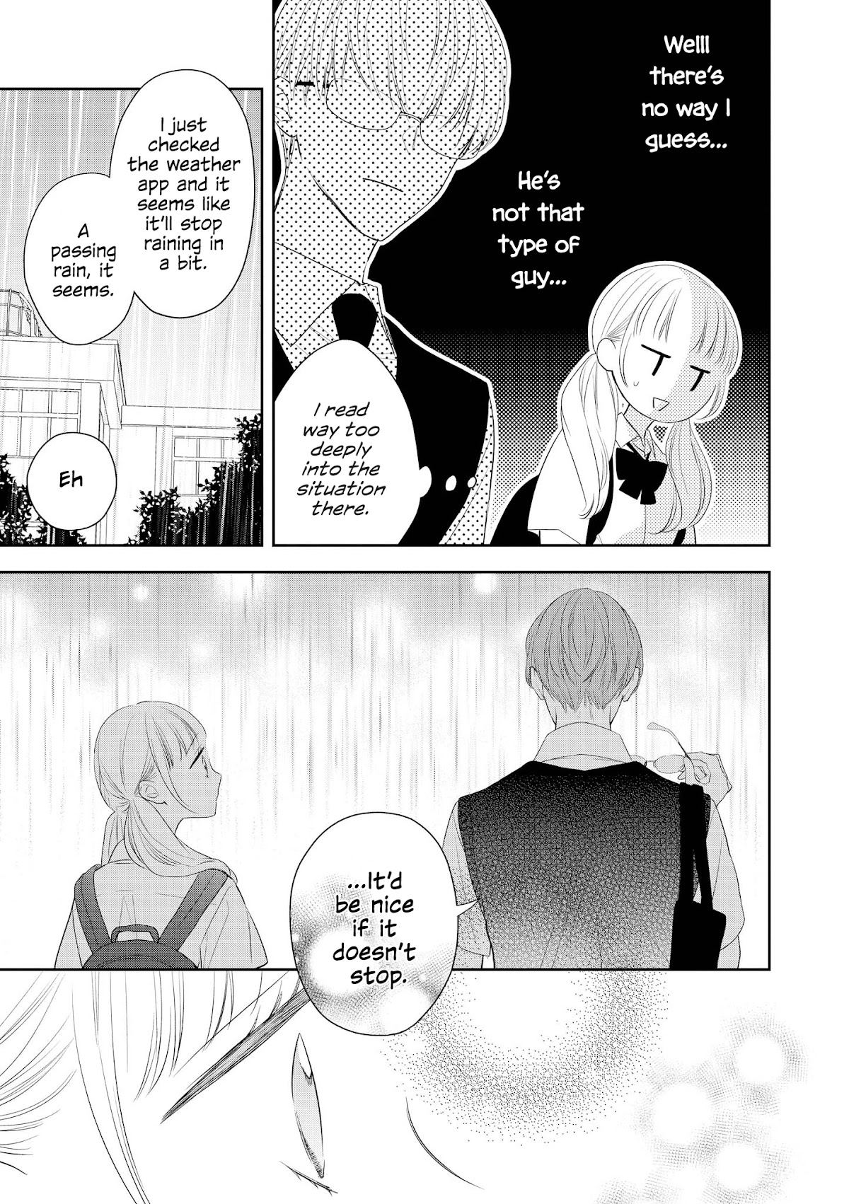“It’s too precious and hard to read !!” 4P Short Stories Chapter 21 page 3 - Chapter 21: The Rain Doesn't Seem to Stop [by Natsu Samako]