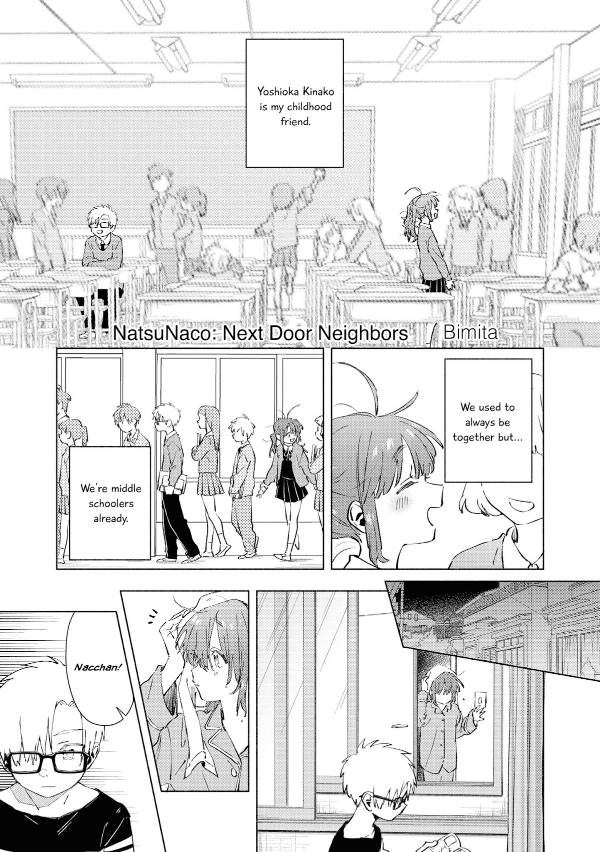 “It’s too precious and hard to read !!” 4P Short Stories Chapter 31 page 1 - Chapter 31: NatsuNaco: Next Door Neighbors [by Bimita]