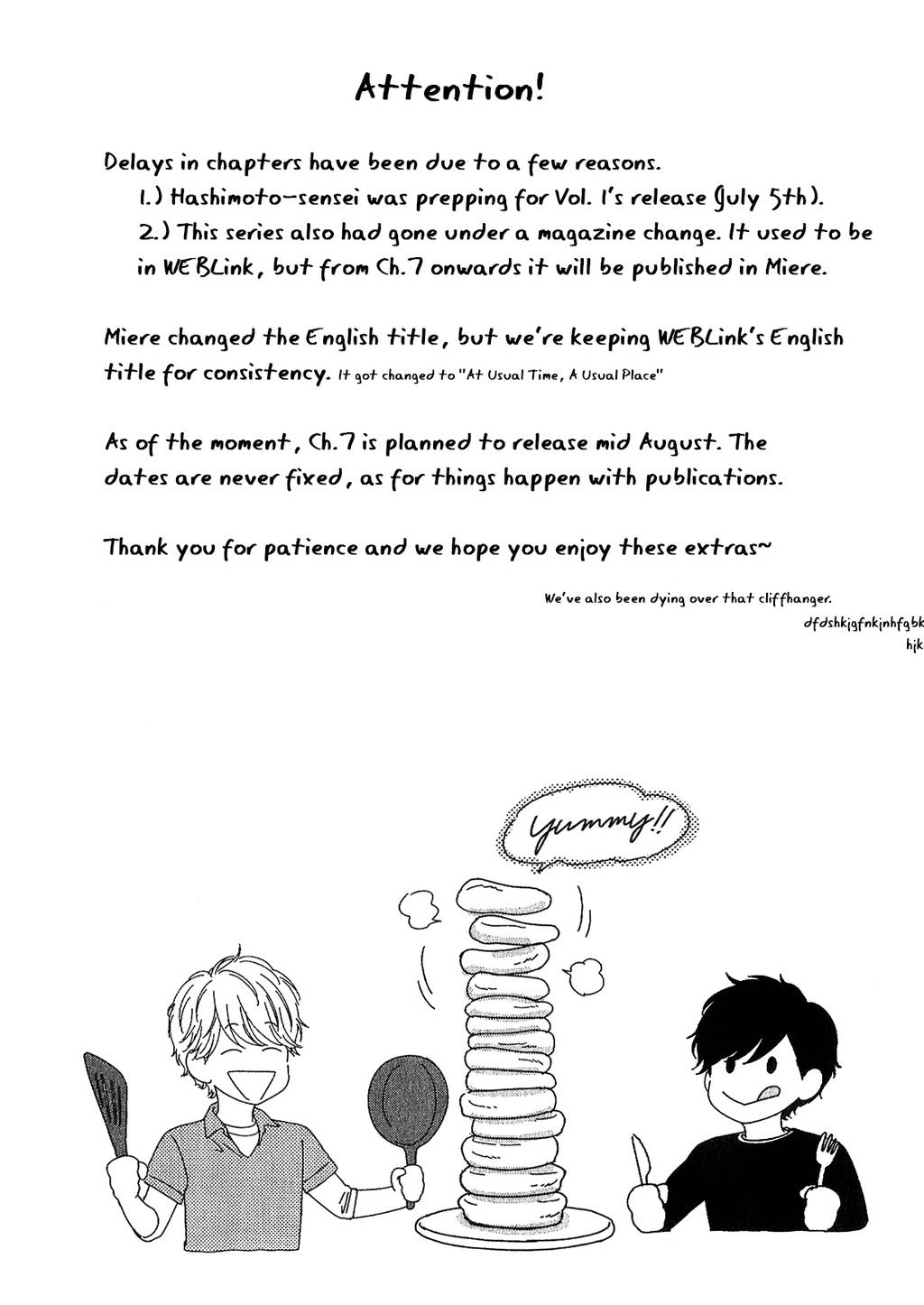 Itsumo no Jikan, Itsumo no Basho de. Chapter 6.5 page 4 - Chapter 6.5: Extras