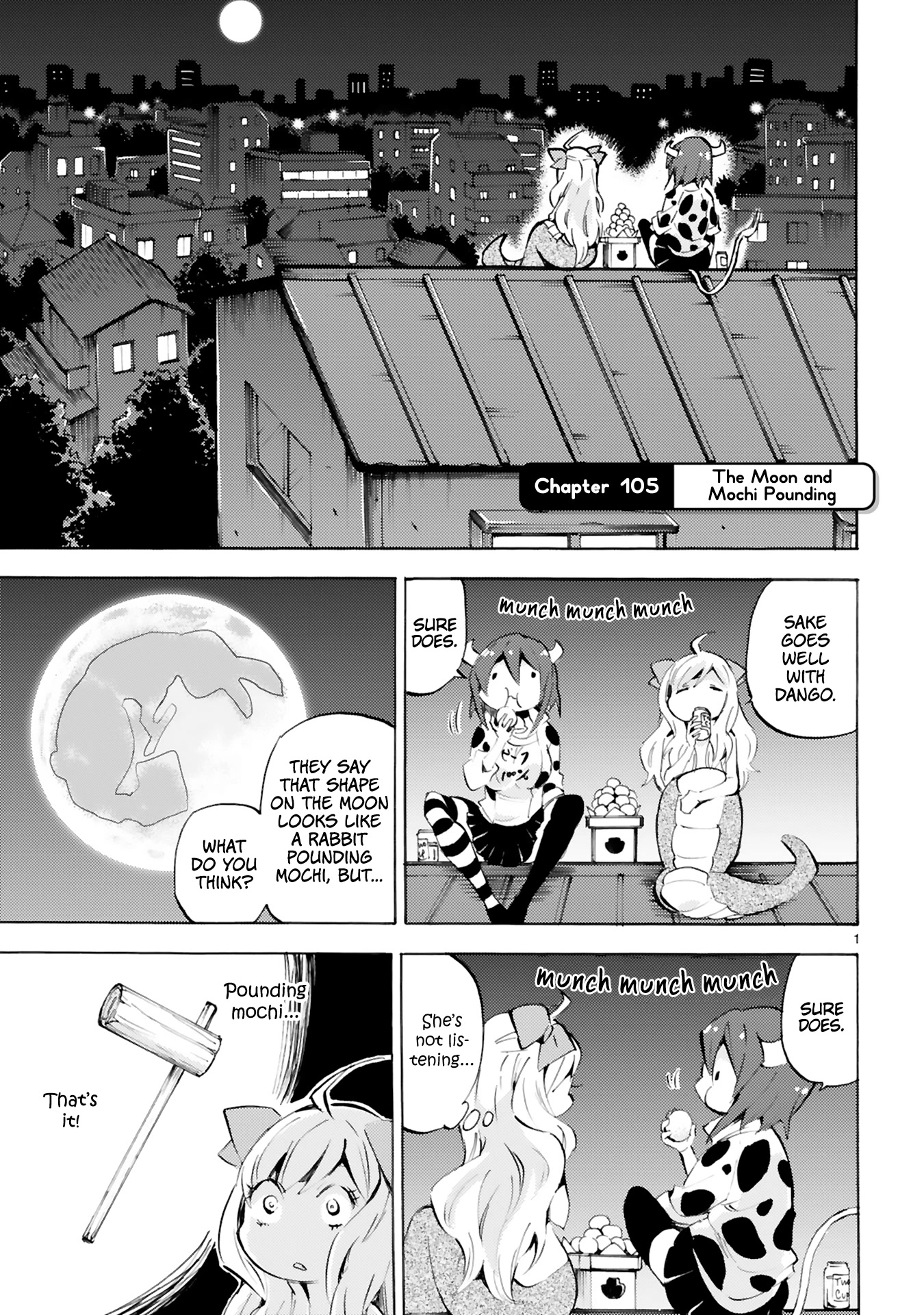 Jashin-chan Dropkick Chapter 105 page 1 - Chapter 105: The Moon and Mochi Pounding