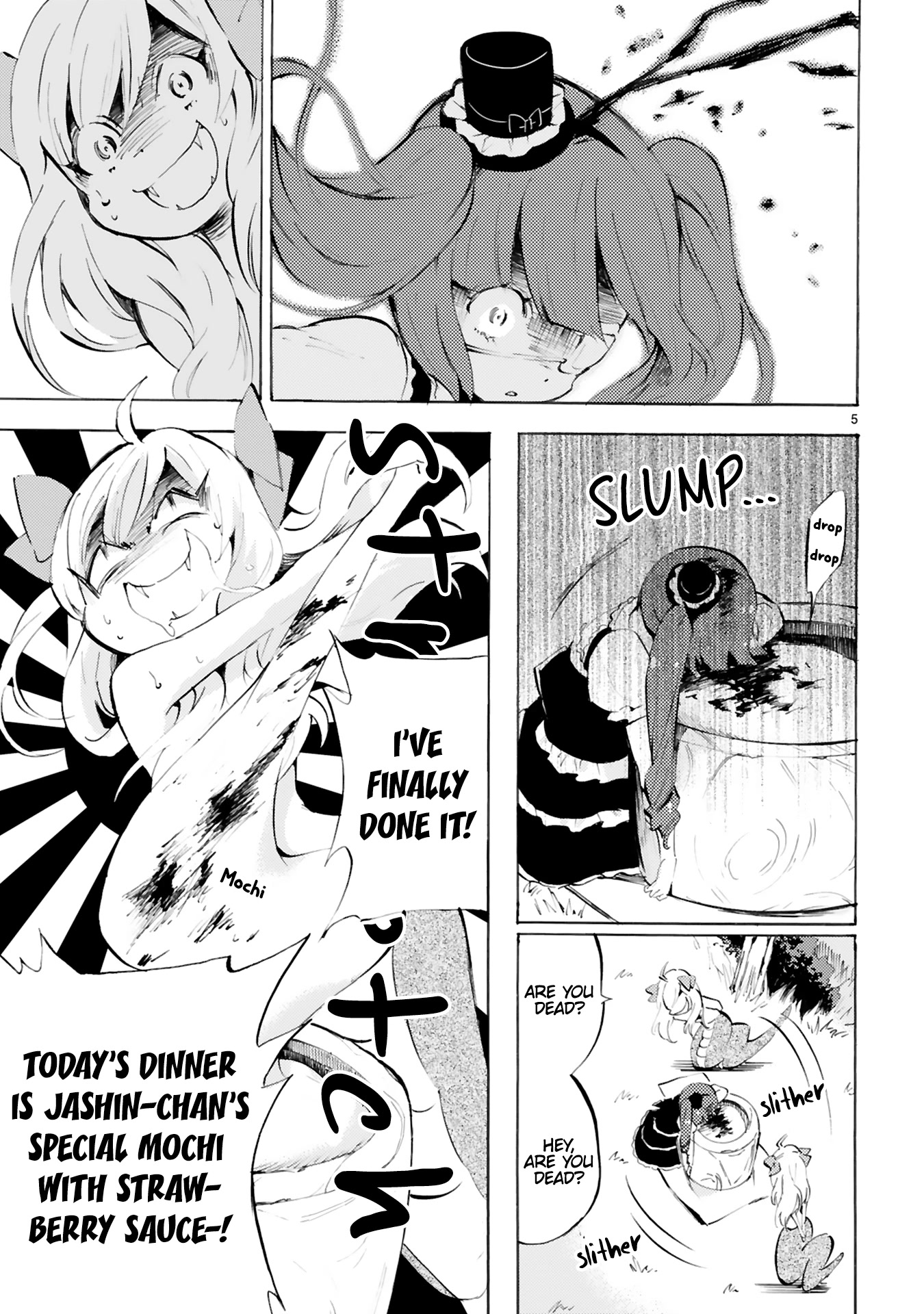 Jashin-chan Dropkick Chapter 105 page 5 - Chapter 105: The Moon and Mochi Pounding