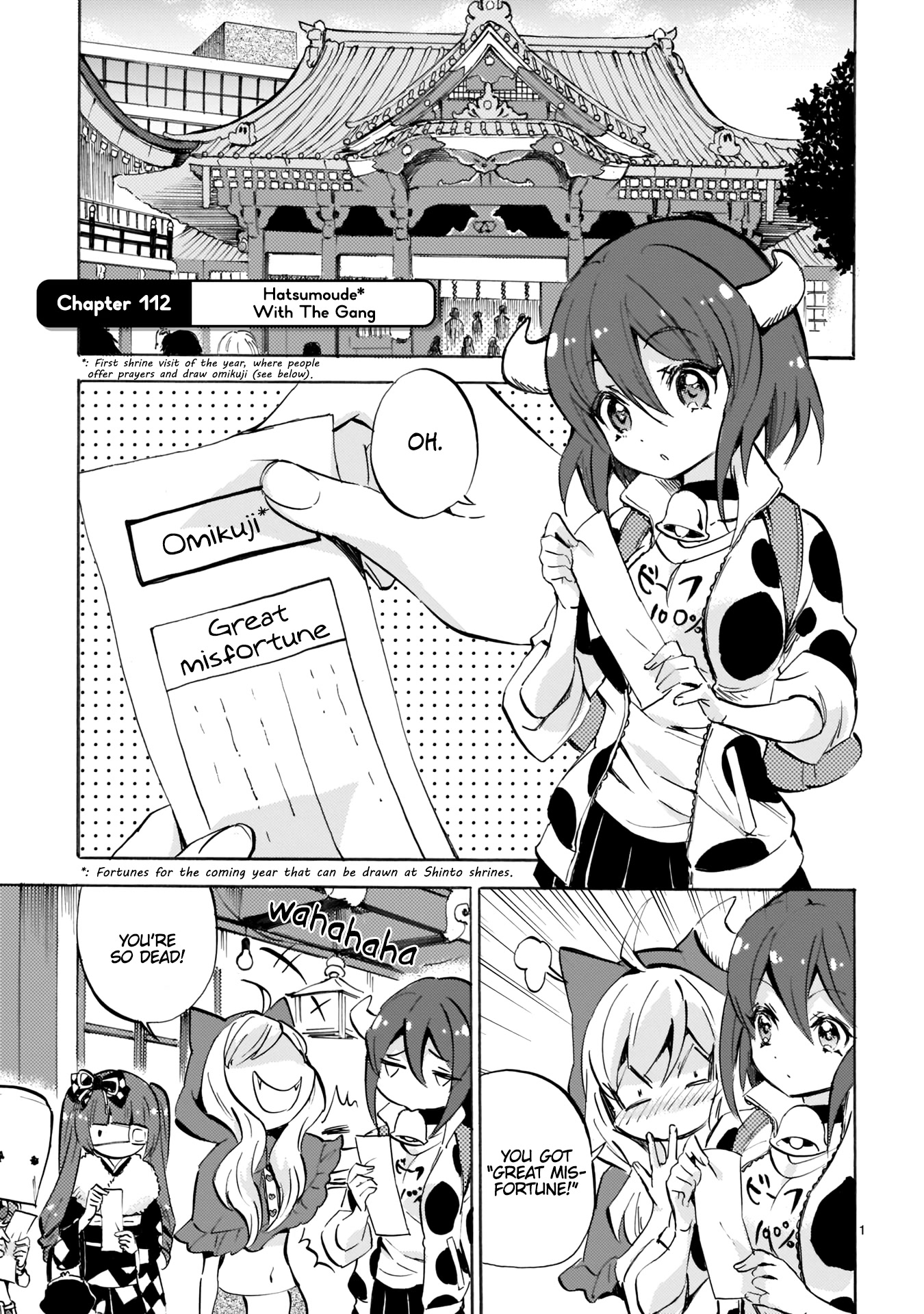 Jashin-chan Dropkick Chapter 112 page 1 - Chapter 112: Hatsumoude With The Gang