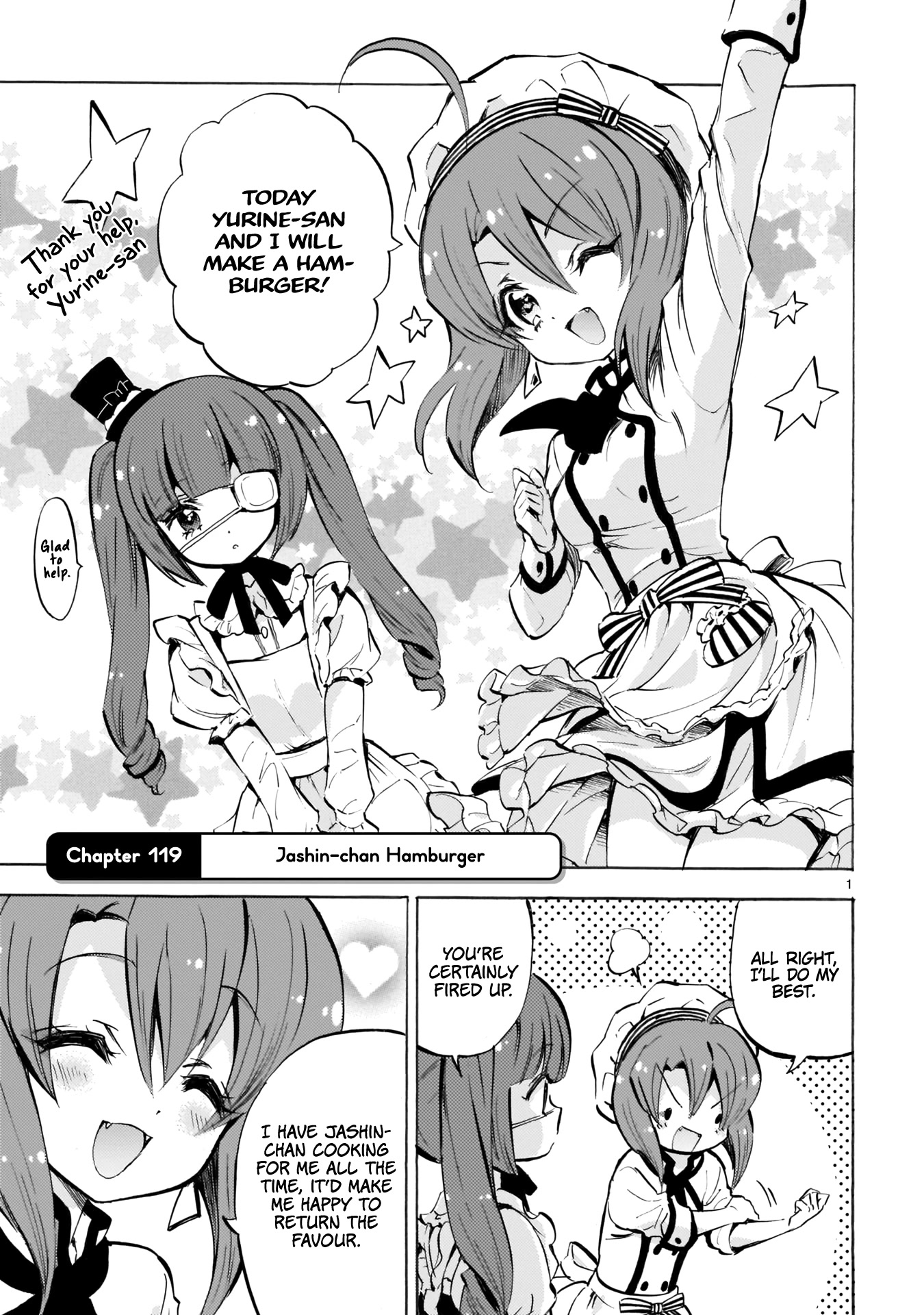 Jashin-chan Dropkick Chapter 119 page 1 - Chapter 119: Jashin-chan Hamburger