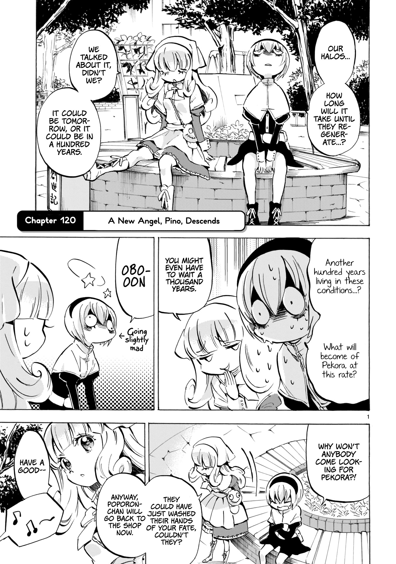 Jashin-chan Dropkick Chapter 120 page 1 - Chapter 120: A New Angel, Pino, Descends