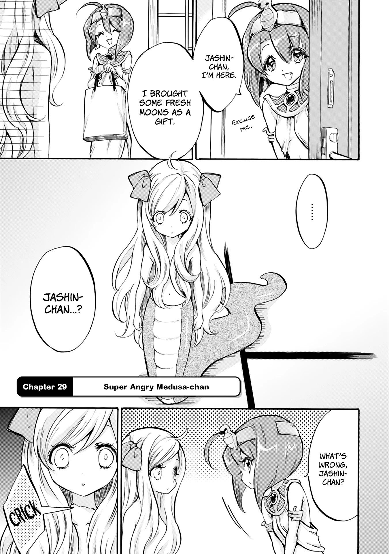 Jashin-chan Dropkick Chapter 29 page 1 - Chapter 29: Super Angry Medusa-chan