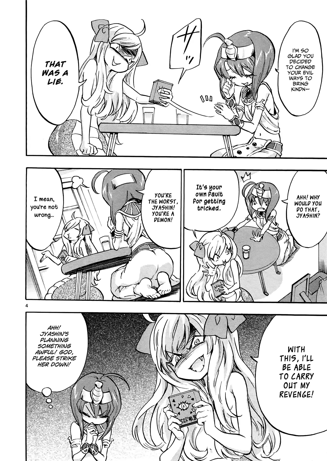 Jashin-chan Dropkick Chapter 33 page 4 - Chapter 33: The Strange Pie-Tossing (Snake) Girl