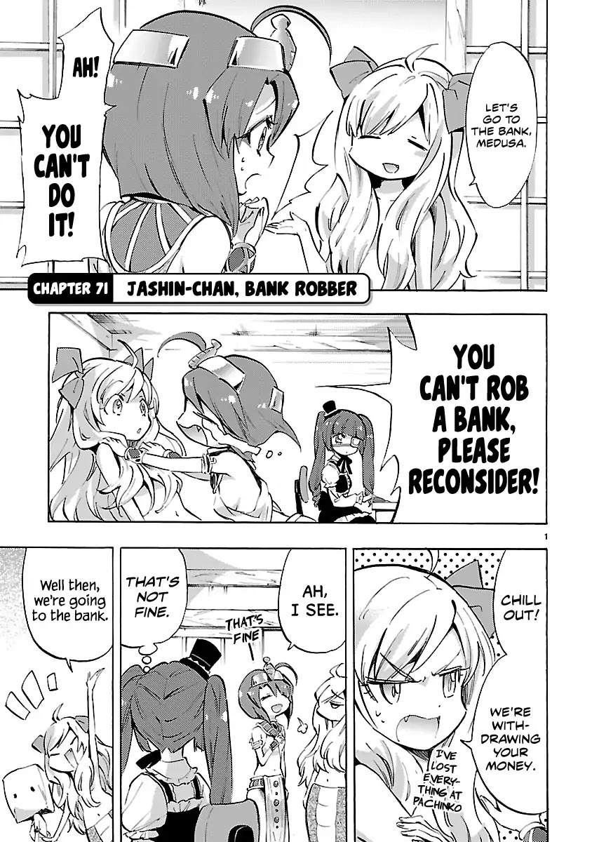 Jashin-chan Dropkick Chapter 71 page 1 - Chapter 71: Jashin-chan, Bank Robber