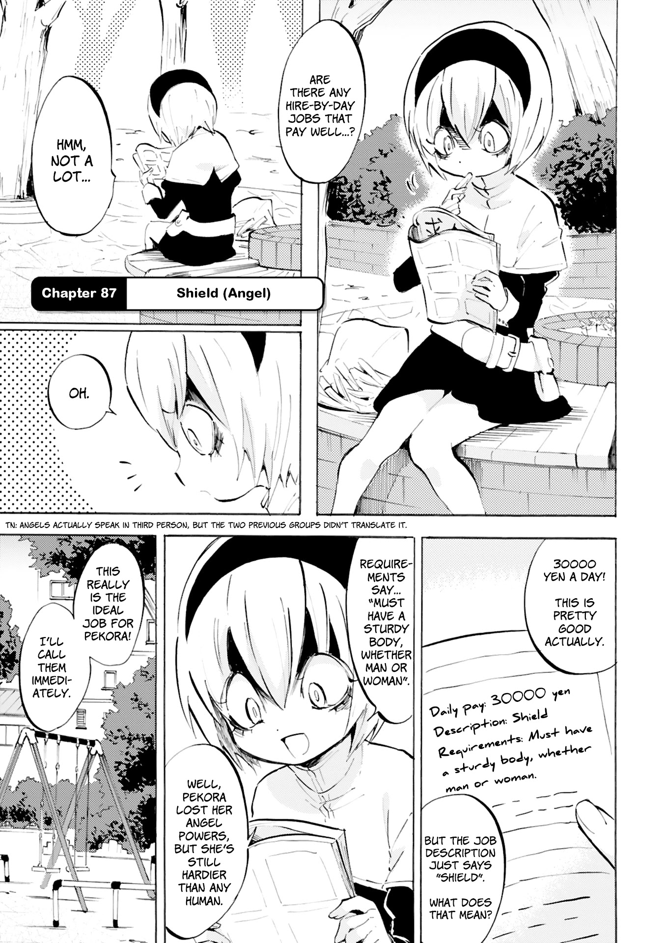 Jashin-chan Dropkick Chapter 87 page 1 - Chapter 87: Shield (Angel)