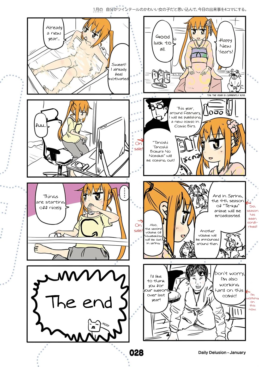 Jibun ga Twintail no Kawaii Onnanoko da to Omoikonde, Kyou no Dekigoto wo 4koma ni Suru Chapter 13 page 2 - Chapter 13: January's Twintails