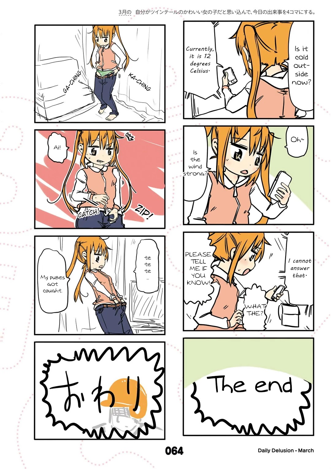 Jibun ga Twintail no Kawaii Onnanoko da to Omoikonde, Kyou no Dekigoto wo 4koma ni Suru Chapter 15 page 10 - Chapter 15: March's Twintails