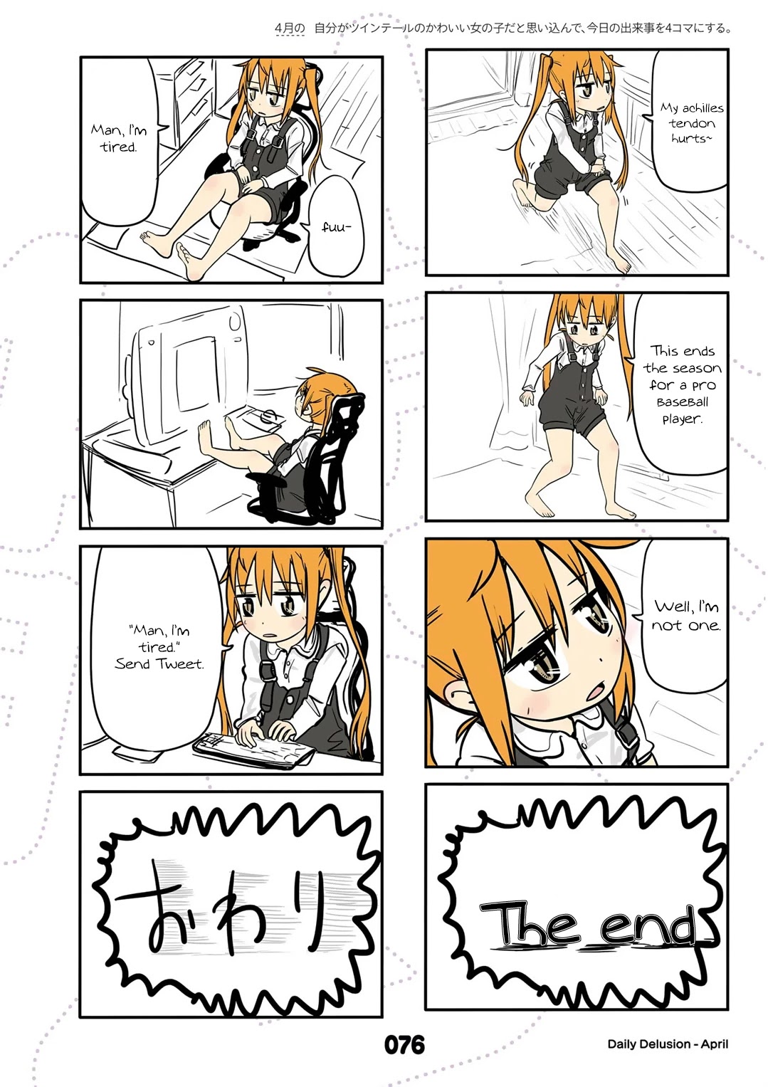 Jibun ga Twintail no Kawaii Onnanoko da to Omoikonde, Kyou no Dekigoto wo 4koma ni Suru Chapter 16 page 6 - Chapter 16: April's Twintails