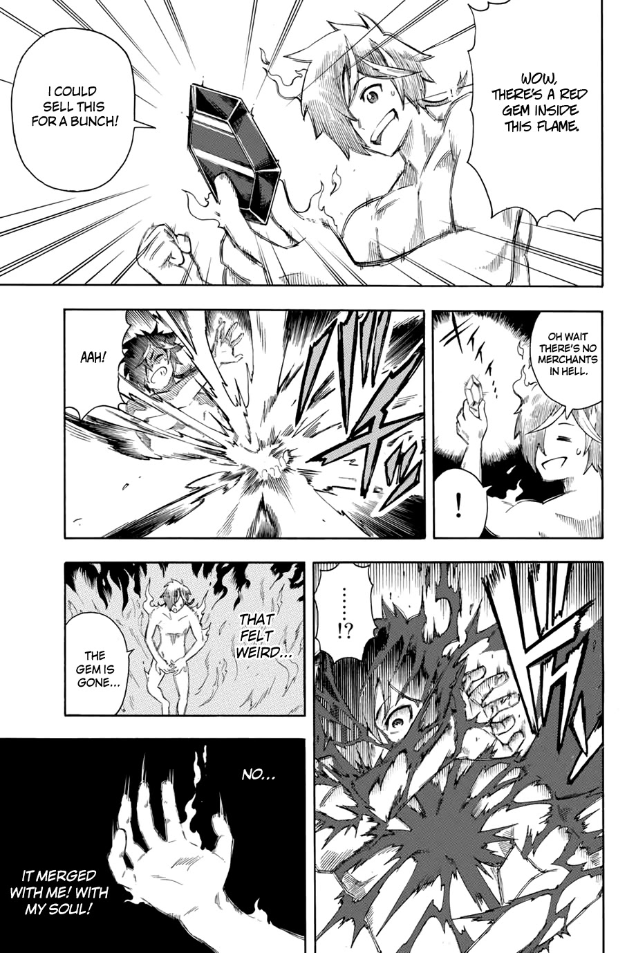 Jigoku no Gouka de Yaka re Tsuzuketa Shounen. Saikyou no Honou Tsukai to Natte Fukkatsu Suru. Chapter 1.1 page 21 - Chapter 1.1