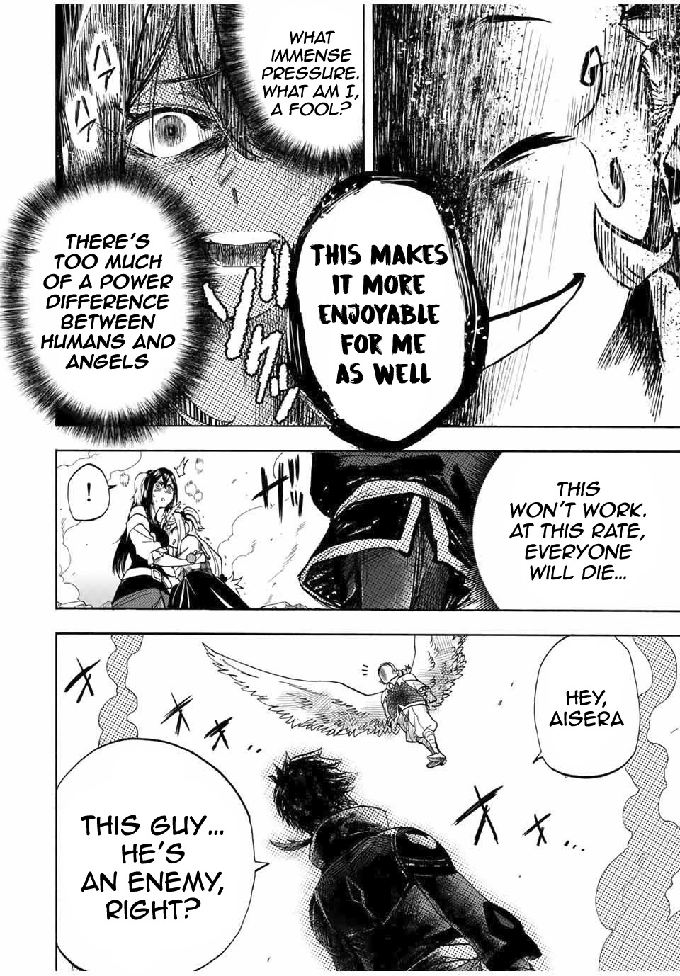 Jigoku no Gouka de Yaka re Tsuzuketa Shounen. Saikyou no Honou Tsukai to Natte Fukkatsu Suru. Chapter 14 page 9 - Chapter 14: BOSS: The Twelfth Angel of the Holy Angel Church, Maurye