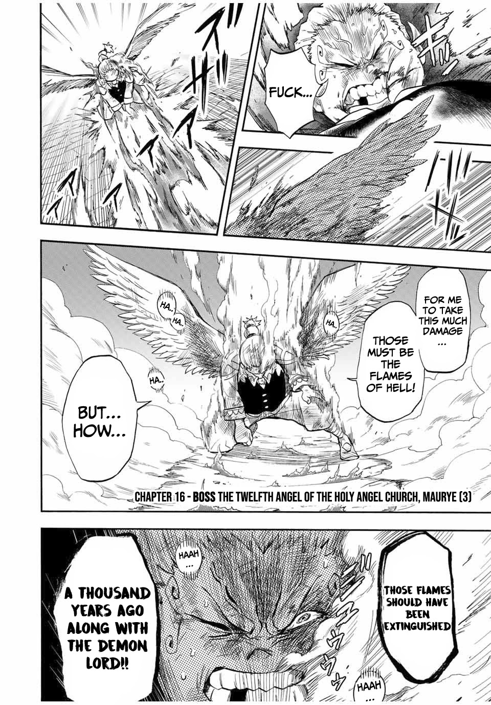 Jigoku no Gouka de Yaka re Tsuzuketa Shounen. Saikyou no Honou Tsukai to Natte Fukkatsu Suru. Chapter 16 page 3 - Chapter 16: BOSS: The Twelfth Angel of the Holy Angel Church, Maurye (3)