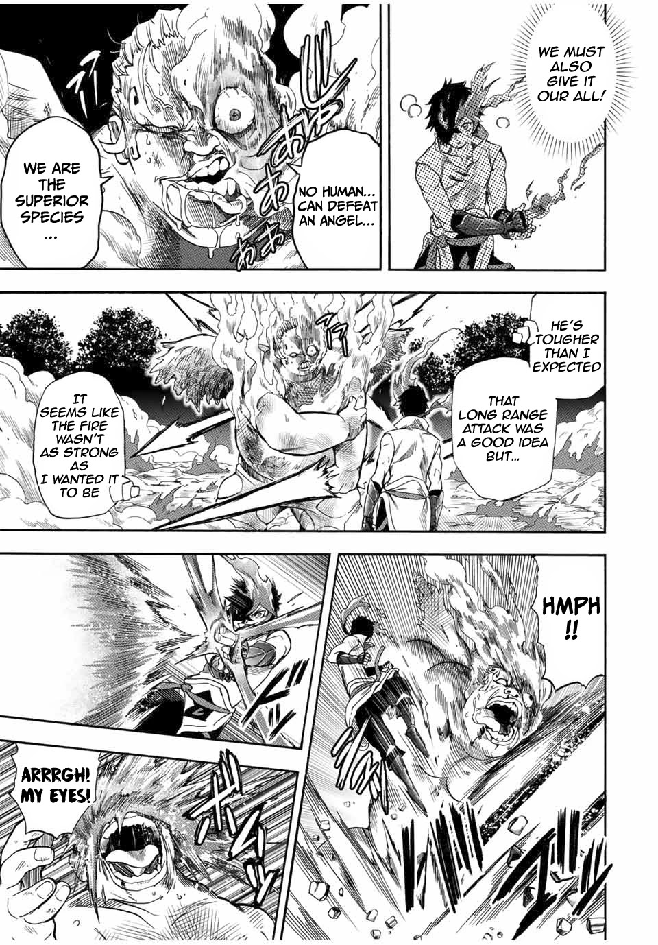 Jigoku no Gouka de Yaka re Tsuzuketa Shounen. Saikyou no Honou Tsukai to Natte Fukkatsu Suru. Chapter 17 page 8 - Chapter 17: BOSS: The Twelfth Angel of the Holy Angel Church, Maurye (4)