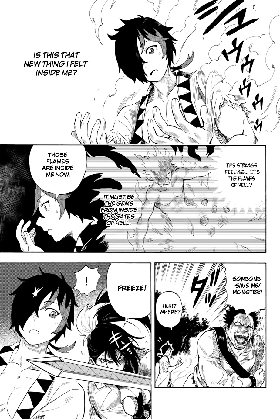 Jigoku no Gouka de Yaka re Tsuzuketa Shounen. Saikyou no Honou Tsukai to Natte Fukkatsu Suru. Chapter 2 page 3 - Chapter 2: Meeting