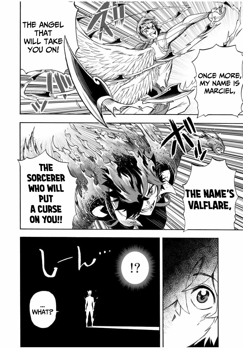 Jigoku no Gouka de Yaka re Tsuzuketa Shounen. Saikyou no Honou Tsukai to Natte Fukkatsu Suru. Chapter 24 page 11 - Chapter 24: BOSS - Rank 8 Angel of The Holy Angel Church, Marciel