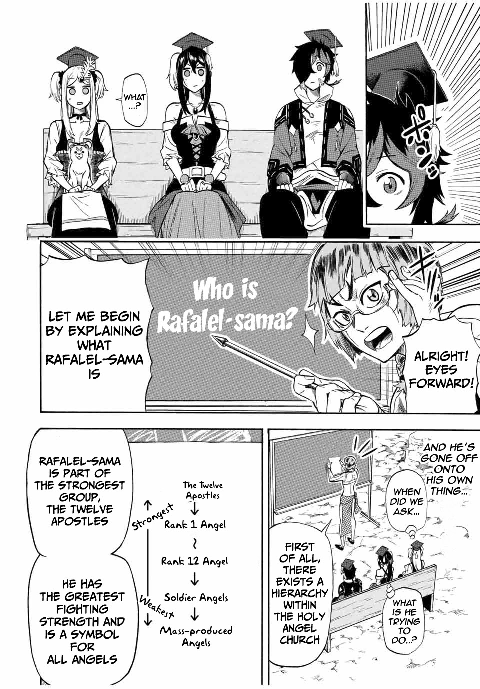 Jigoku no Gouka de Yaka re Tsuzuketa Shounen. Saikyou no Honou Tsukai to Natte Fukkatsu Suru. Chapter 24 page 5 - Chapter 24: BOSS - Rank 8 Angel of The Holy Angel Church, Marciel