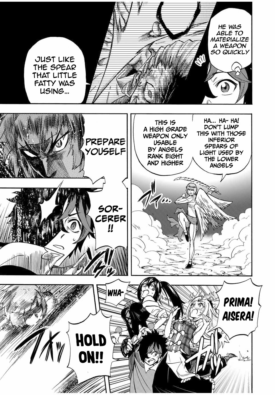 Jigoku no Gouka de Yaka re Tsuzuketa Shounen. Saikyou no Honou Tsukai to Natte Fukkatsu Suru. Chapter 24 page 8 - Chapter 24: BOSS - Rank 8 Angel of The Holy Angel Church, Marciel