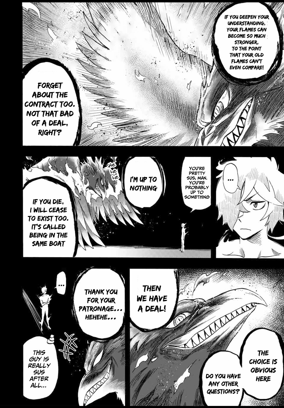 Jigoku no Gouka de Yaka re Tsuzuketa Shounen. Saikyou no Honou Tsukai to Natte Fukkatsu Suru. Chapter 25 page 5 - Chapter 25: BOSS - Rank 8 Angel of The Holy Angel Church, Marciel (2)