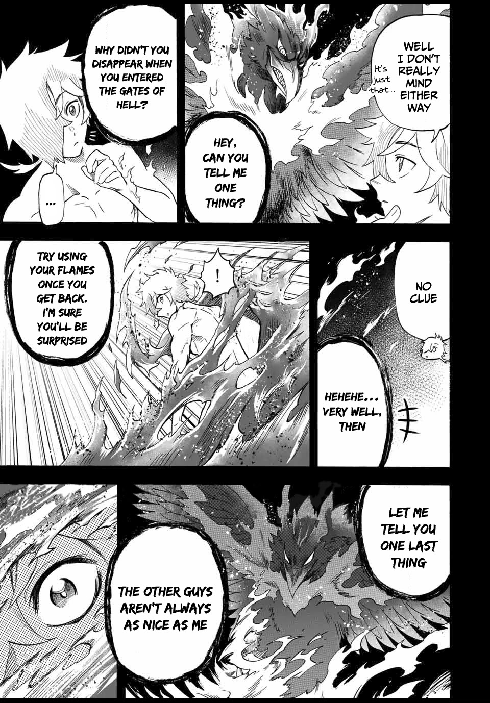 Jigoku no Gouka de Yaka re Tsuzuketa Shounen. Saikyou no Honou Tsukai to Natte Fukkatsu Suru. Chapter 25 page 6 - Chapter 25: BOSS - Rank 8 Angel of The Holy Angel Church, Marciel (2)