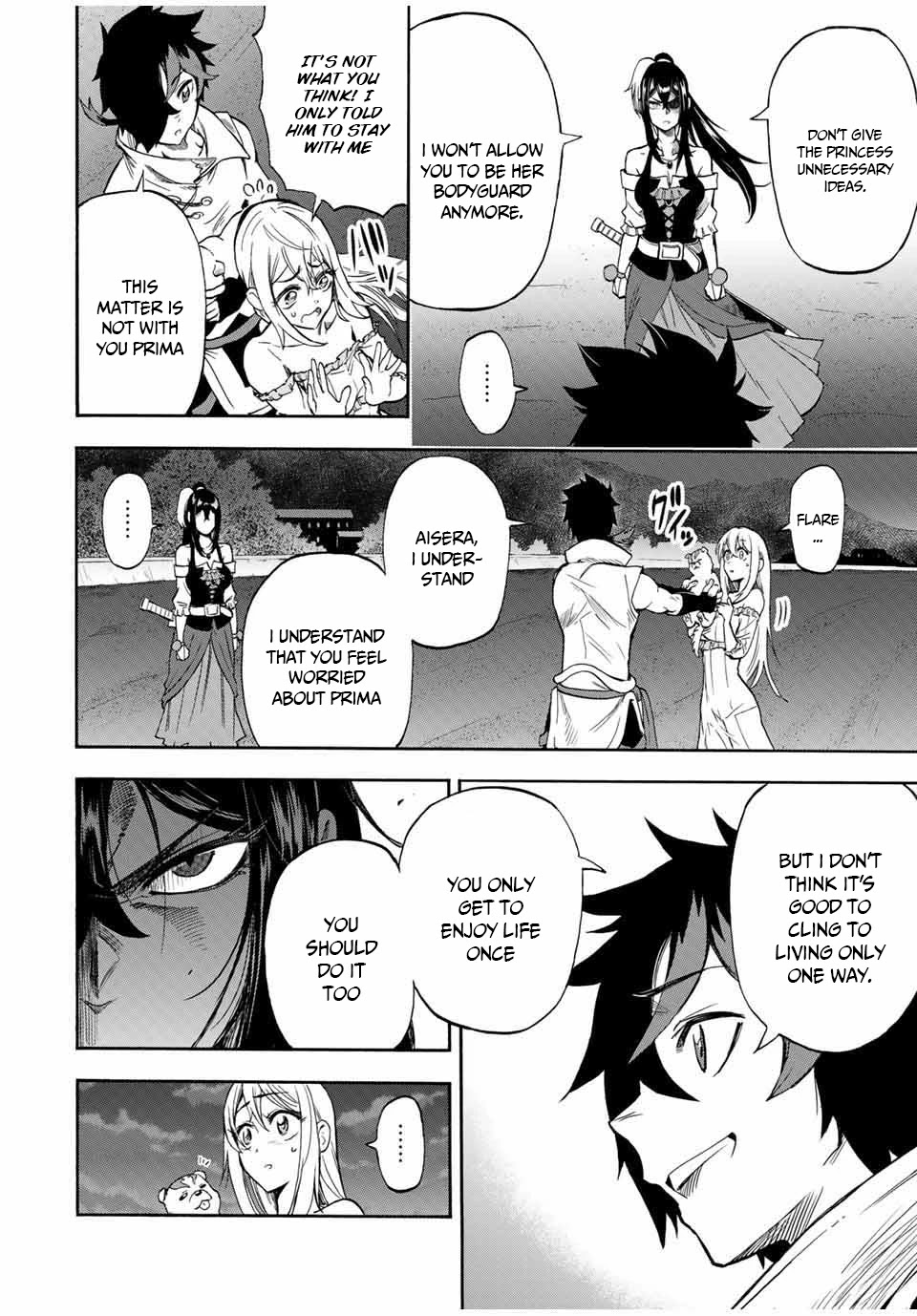 Jigoku no Gouka de Yaka re Tsuzuketa Shounen. Saikyou no Honou Tsukai to Natte Fukkatsu Suru. Chapter 29 page 4 - Chapter 29: Prima and Aisera