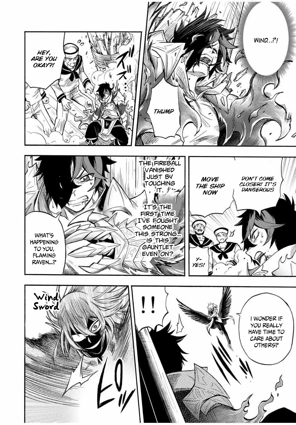 Jigoku no Gouka de Yaka re Tsuzuketa Shounen. Saikyou no Honou Tsukai to Natte Fukkatsu Suru. Chapter 32 page 6 - Chapter 32: BOSS - fight against the wind apostle of the church of the holy angels, Raphael part 2