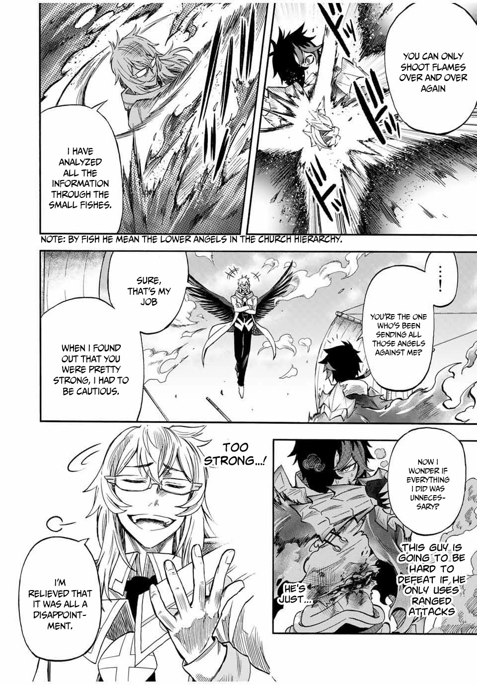 Jigoku no Gouka de Yaka re Tsuzuketa Shounen. Saikyou no Honou Tsukai to Natte Fukkatsu Suru. Chapter 32 page 8 - Chapter 32: BOSS - fight against the wind apostle of the church of the holy angels, Raphael part 2