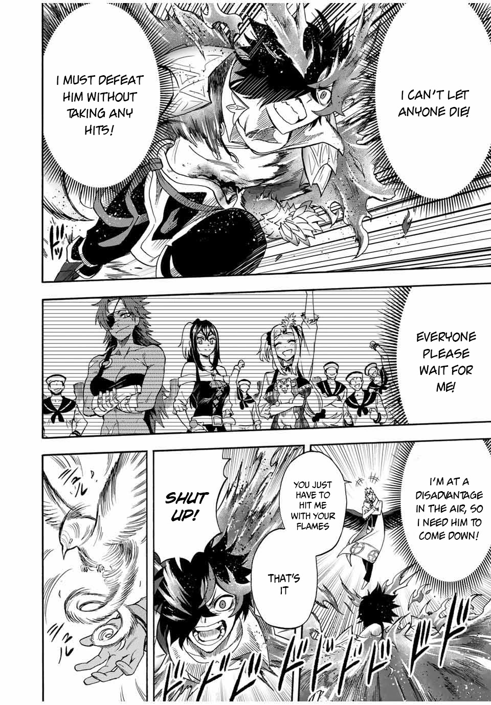 Jigoku no Gouka de Yaka re Tsuzuketa Shounen. Saikyou no Honou Tsukai to Natte Fukkatsu Suru. Chapter 33 page 4 - Chapter 33: BOSS - fight against the wind apostle of the church of the holy angels, Raphael part 3