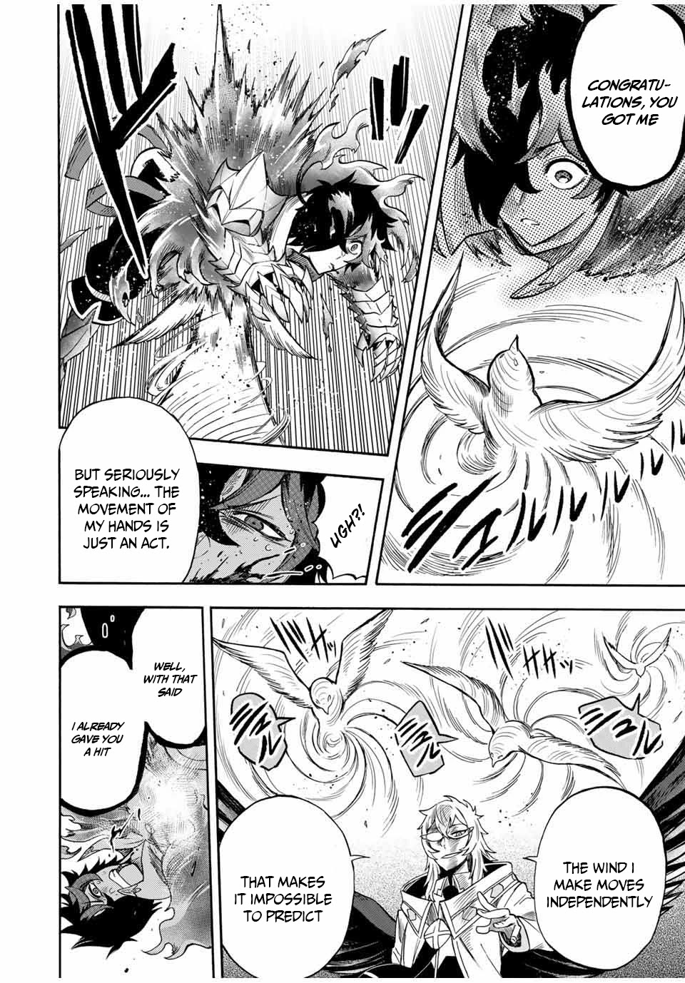 Jigoku no Gouka de Yaka re Tsuzuketa Shounen. Saikyou no Honou Tsukai to Natte Fukkatsu Suru. Chapter 33 page 6 - Chapter 33: BOSS - fight against the wind apostle of the church of the holy angels, Raphael part 3