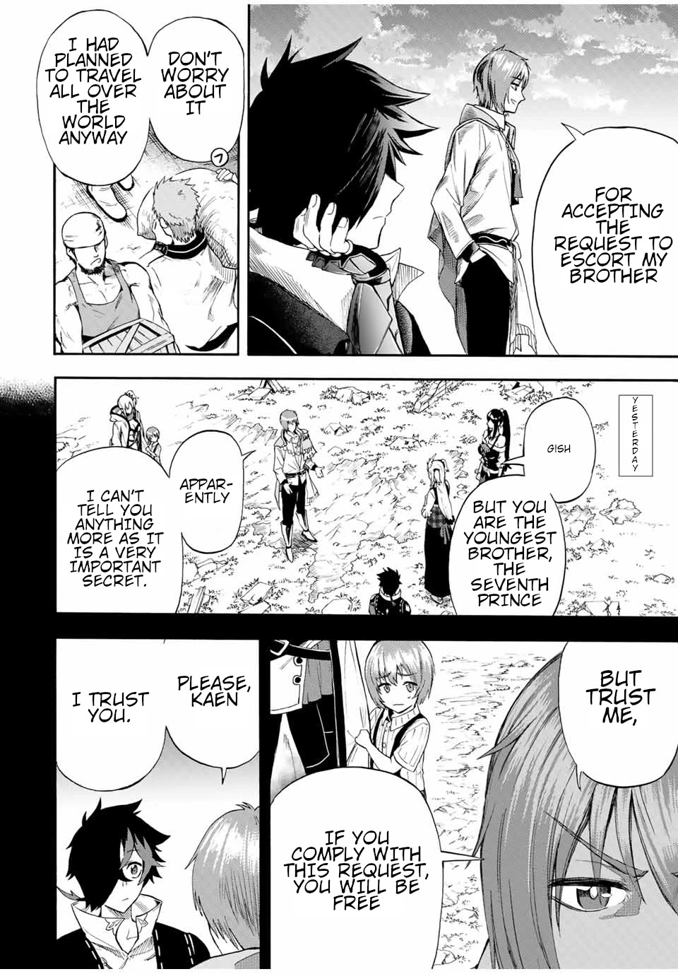 Jigoku no Gouka de Yaka re Tsuzuketa Shounen. Saikyou no Honou Tsukai to Natte Fukkatsu Suru. Chapter 41 page 3 - Chapter 41: The Escort of the Prince