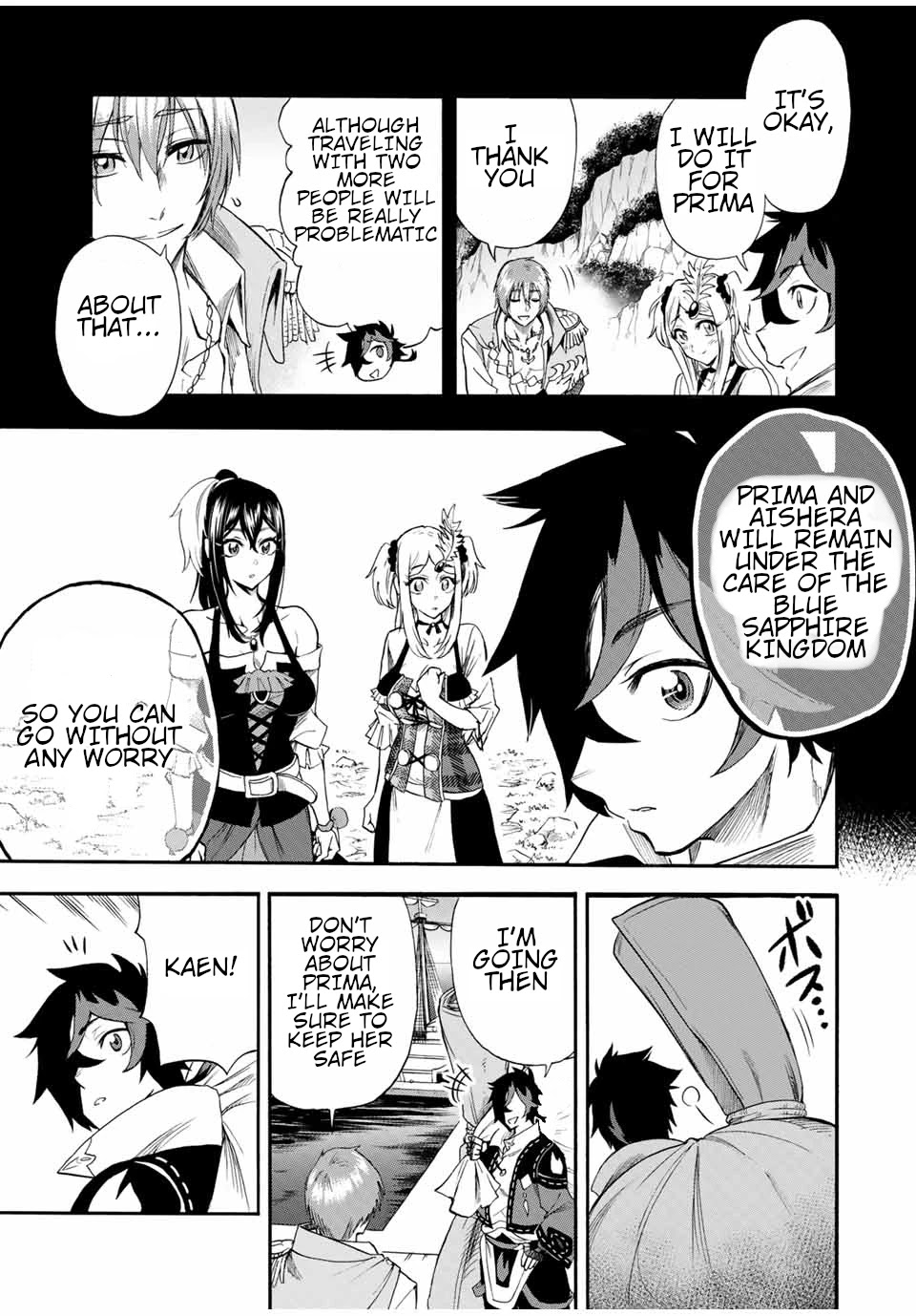 Jigoku no Gouka de Yaka re Tsuzuketa Shounen. Saikyou no Honou Tsukai to Natte Fukkatsu Suru. Chapter 41 page 4 - Chapter 41: The Escort of the Prince