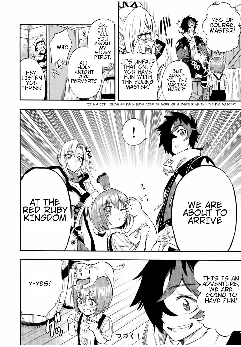 Jigoku no Gouka de Yaka re Tsuzuketa Shounen. Saikyou no Honou Tsukai to Natte Fukkatsu Suru. Chapter 42 page 11 - Chapter 42: Aboard the ship.