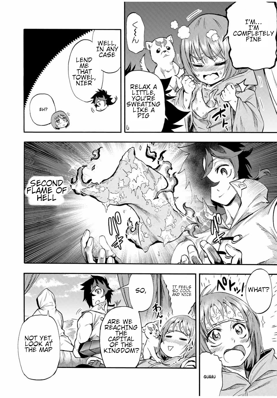 Jigoku no Gouka de Yaka re Tsuzuketa Shounen. Saikyou no Honou Tsukai to Natte Fukkatsu Suru. Chapter 44 page 3 - Chapter 44: The path to the Red Ruby kingdom.