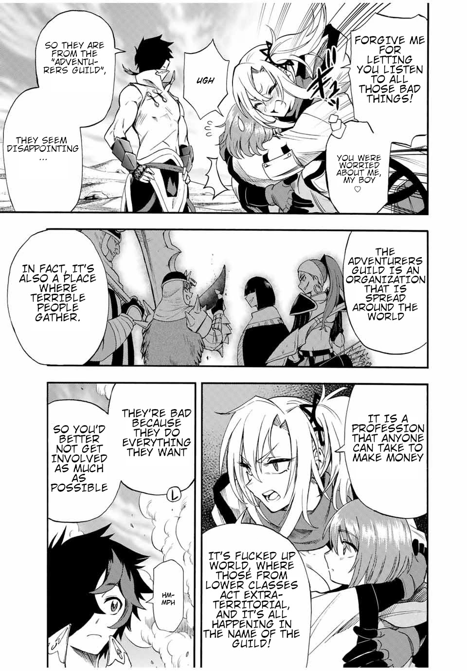 Jigoku no Gouka de Yaka re Tsuzuketa Shounen. Saikyou no Honou Tsukai to Natte Fukkatsu Suru. Chapter 45 page 4 - Chapter 45: The Adventurers Guild.