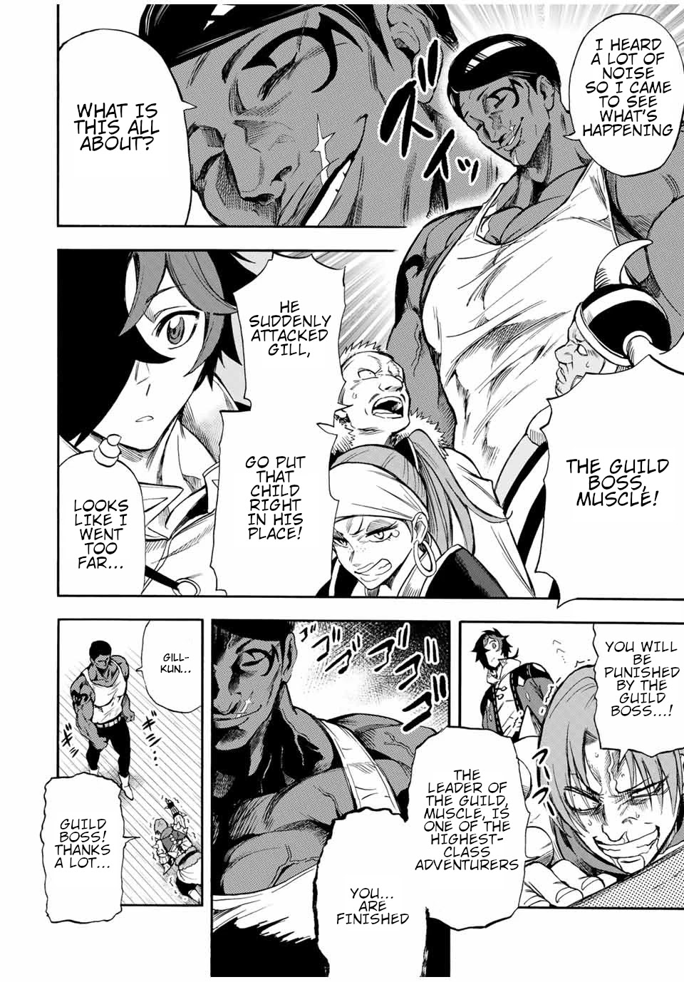 Jigoku no Gouka de Yaka re Tsuzuketa Shounen. Saikyou no Honou Tsukai to Natte Fukkatsu Suru. Chapter 46 page 3 - Chapter 46: The guild boss, Musle Muscle