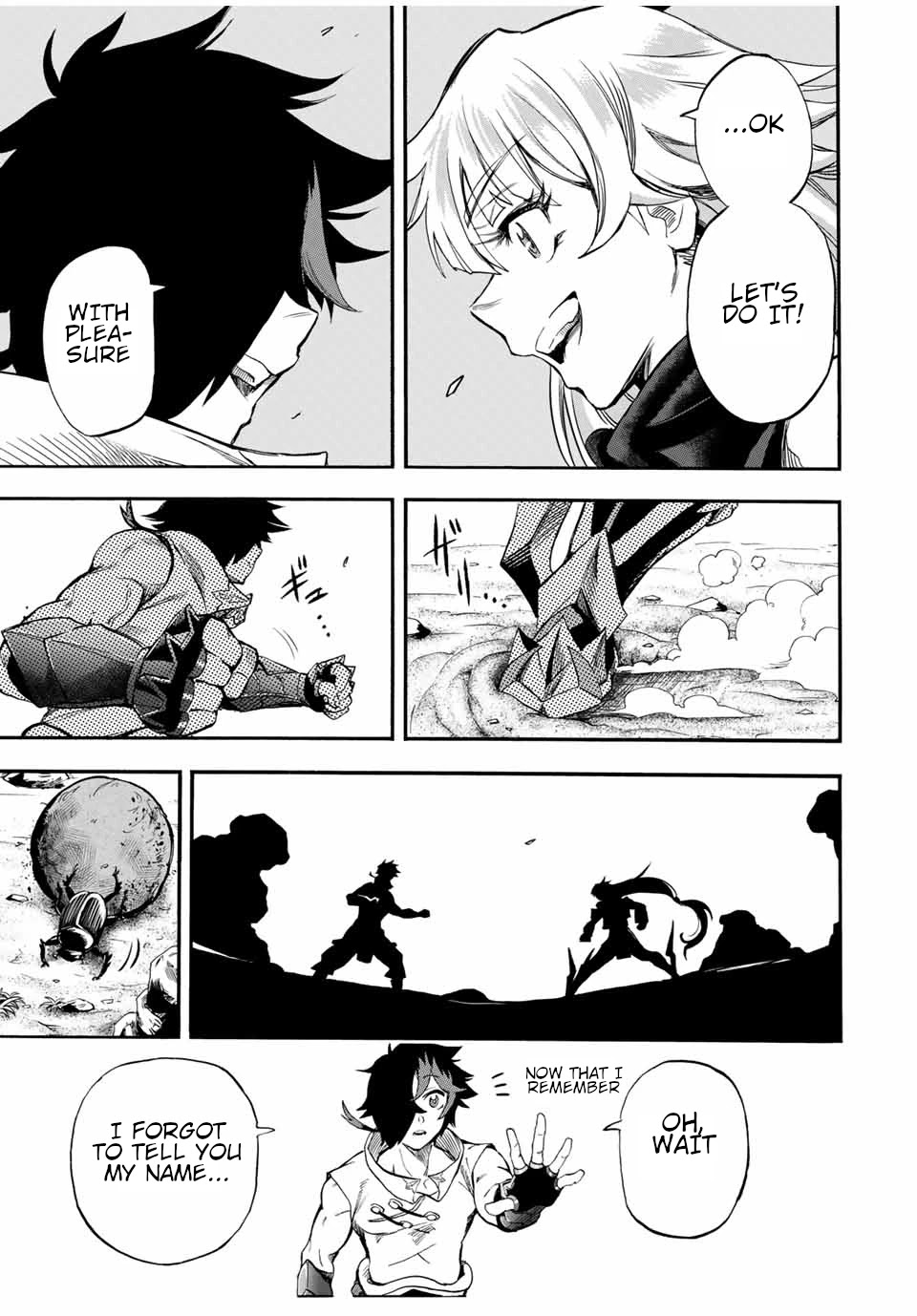 Jigoku no Gouka de Yaka re Tsuzuketa Shounen. Saikyou no Honou Tsukai to Natte Fukkatsu Suru. Chapter 49 page 4 - Chapter 49: Kamikaze style martial art, 7th generation of "the silver wolf" Kaguya Part 1