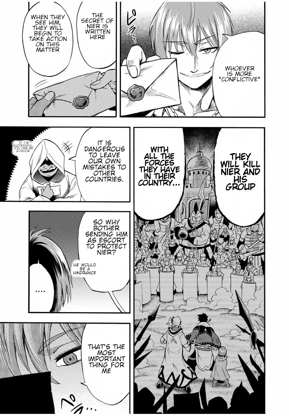 Jigoku no Gouka de Yaka re Tsuzuketa Shounen. Saikyou no Honou Tsukai to Natte Fukkatsu Suru. Chapter 54 page 8 - Chapter 54: Prince Gish's intentions