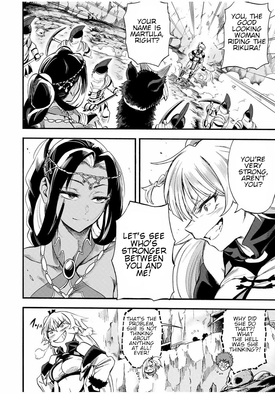 Jigoku no Gouka de Yaka re Tsuzuketa Shounen. Saikyou no Honou Tsukai to Natte Fukkatsu Suru. Chapter 62 page 3 - Chapter 62: Path2: Martula, The one with the circular blade.