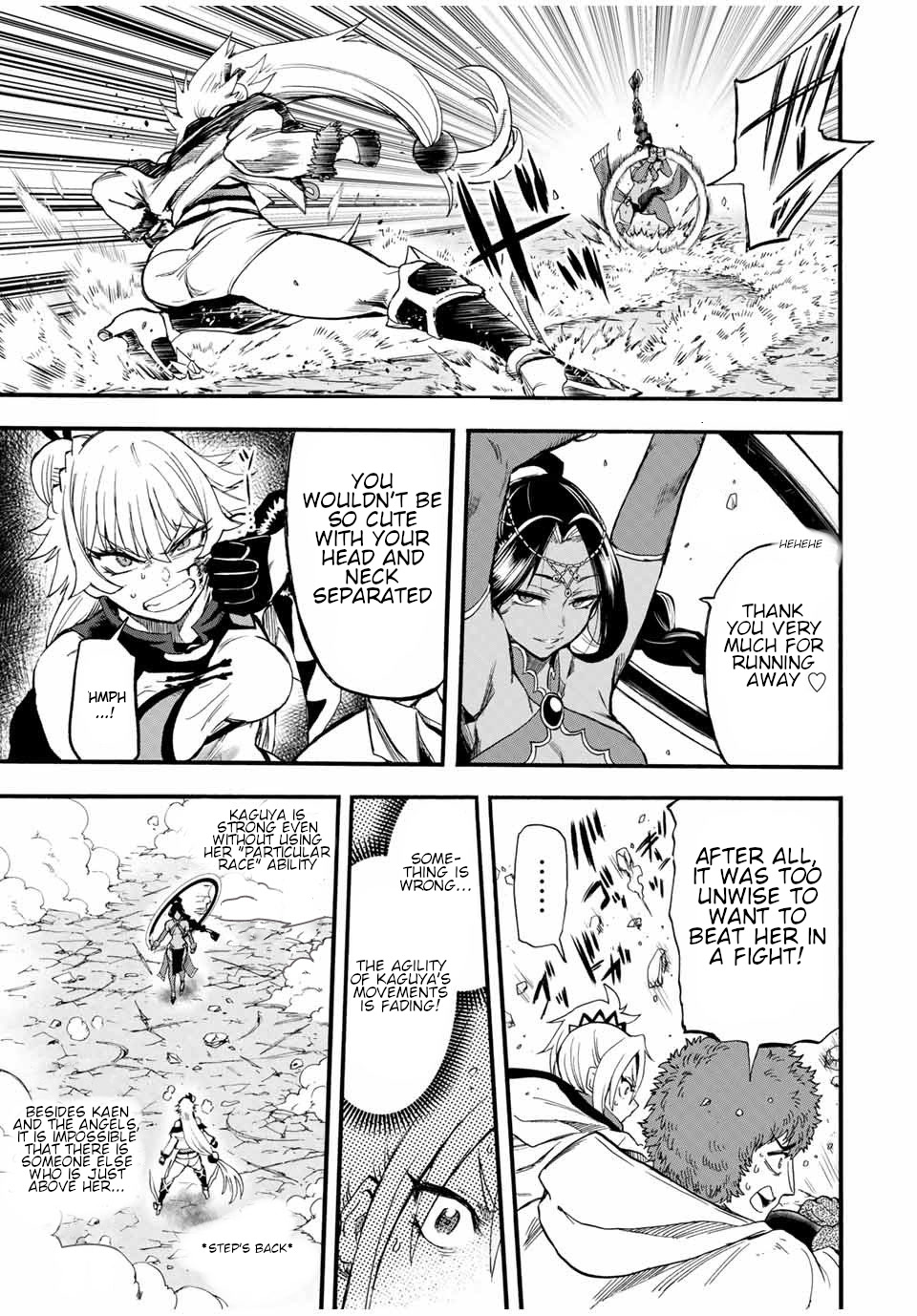 Jigoku no Gouka de Yaka re Tsuzuketa Shounen. Saikyou no Honou Tsukai to Natte Fukkatsu Suru. Chapter 62 page 8 - Chapter 62: Path2: Martula, The one with the circular blade.