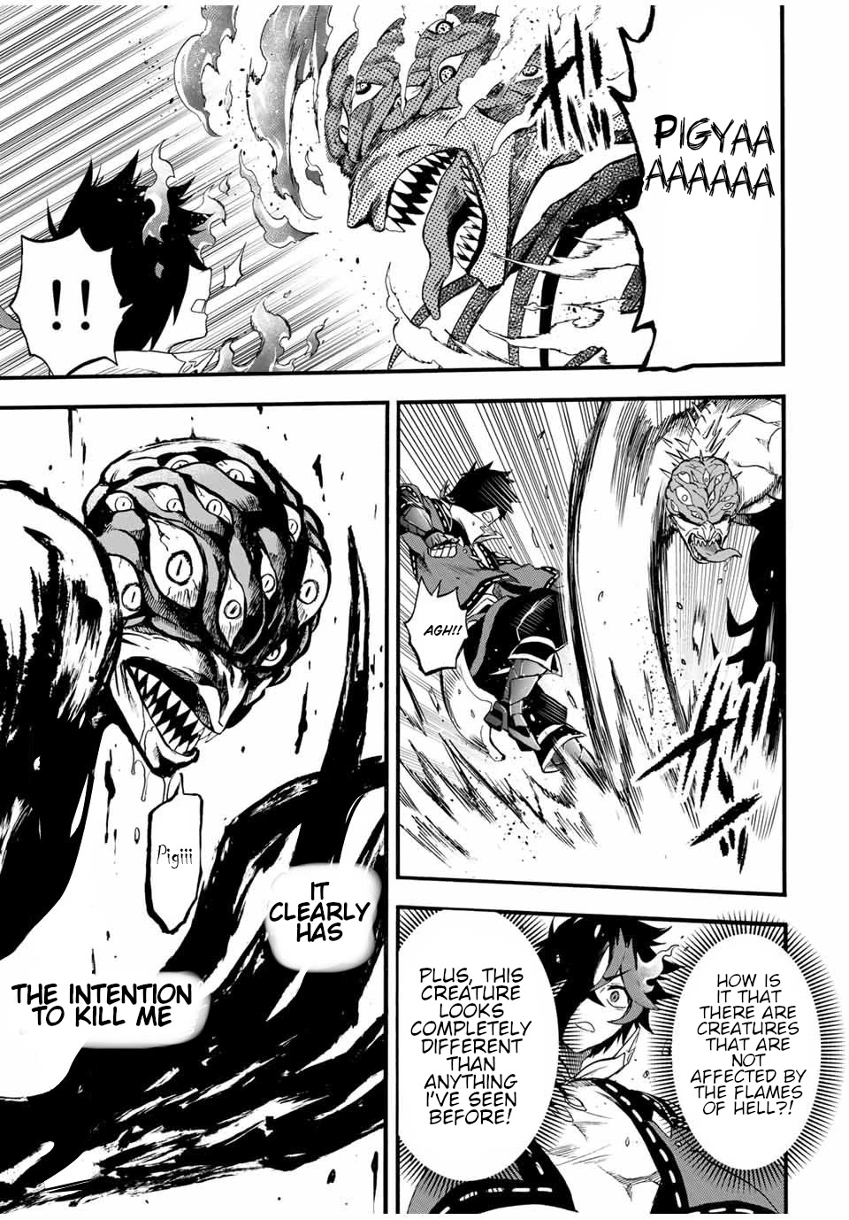 Jigoku no Gouka de Yaka re Tsuzuketa Shounen. Saikyou no Honou Tsukai to Natte Fukkatsu Suru. Chapter 66 page 10 - Chapter 66: Strange aura.