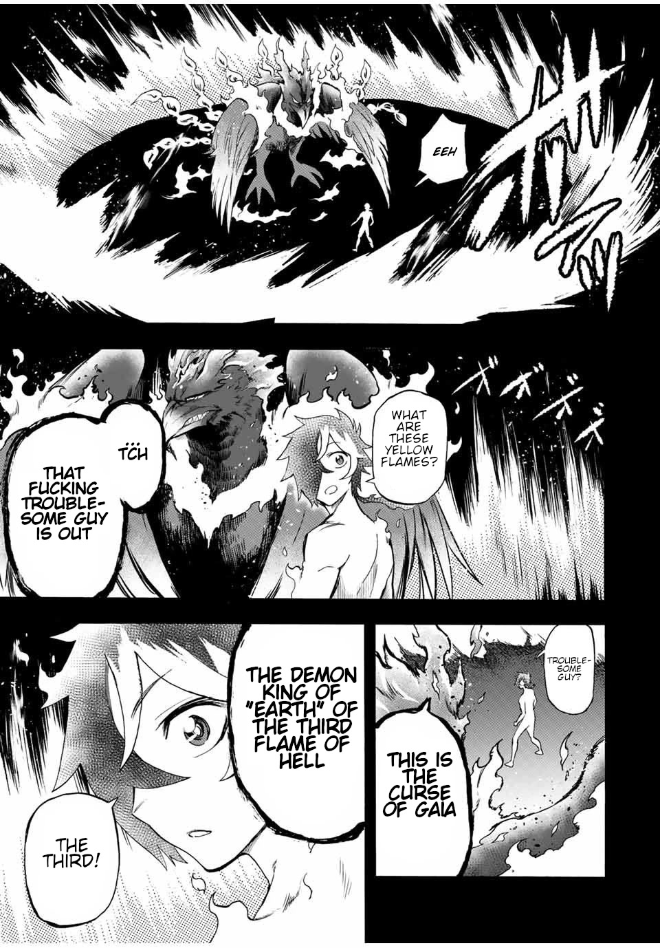 Jigoku no Gouka de Yaka re Tsuzuketa Shounen. Saikyou no Honou Tsukai to Natte Fukkatsu Suru. Chapter 67 page 10 - Chapter 67: The flames of hell have no effect
