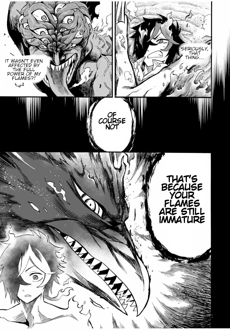 Jigoku no Gouka de Yaka re Tsuzuketa Shounen. Saikyou no Honou Tsukai to Natte Fukkatsu Suru. Chapter 67 page 6 - Chapter 67: The flames of hell have no effect