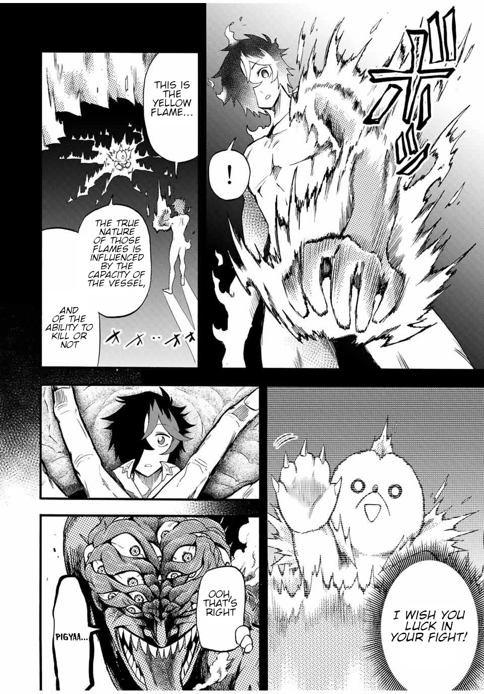 Jigoku no Gouka de Yaka re Tsuzuketa Shounen. Saikyou no Honou Tsukai to Natte Fukkatsu Suru. Chapter 68 page 3 - Chapter 68: The Third Flame of Hell.