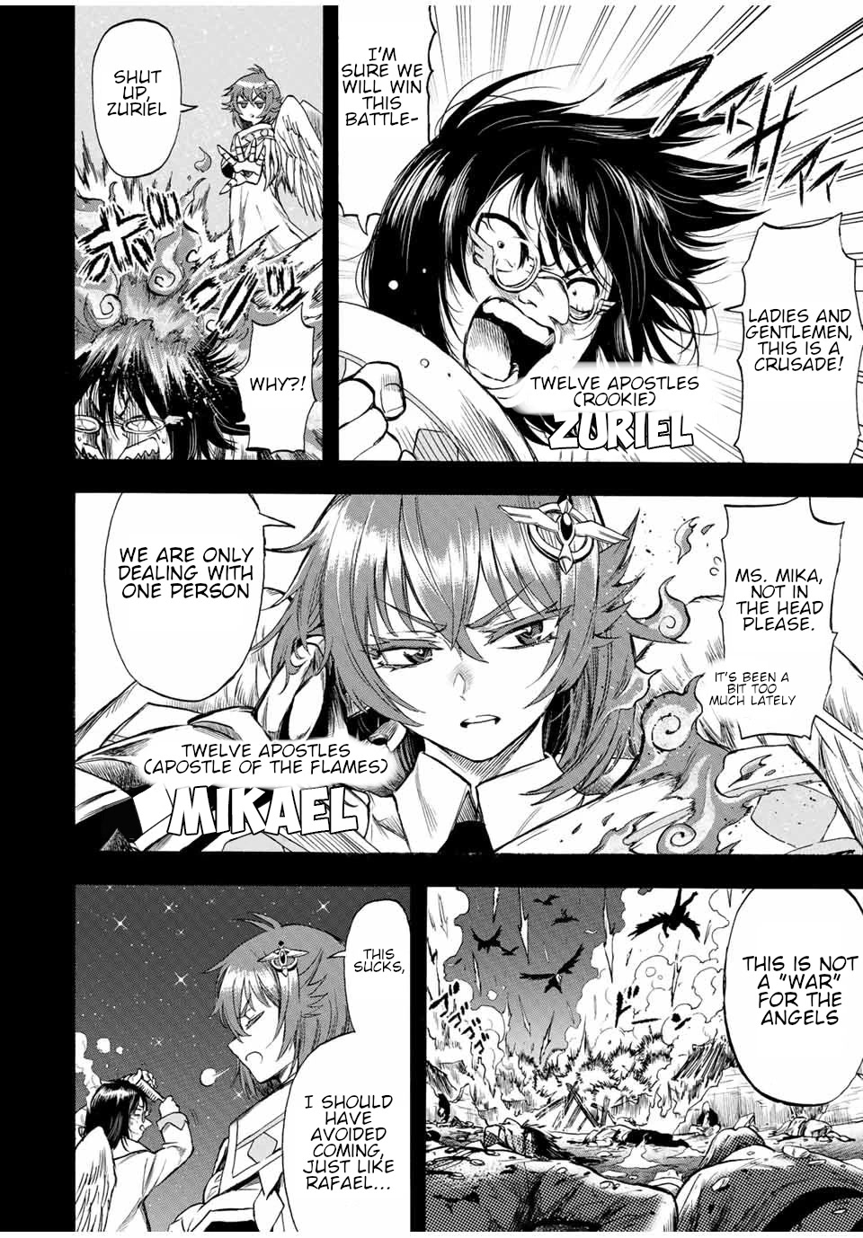 Jigoku no Gouka de Yaka re Tsuzuketa Shounen. Saikyou no Honou Tsukai to Natte Fukkatsu Suru. Chapter 80 page 3 - Chapter 80: The Waltz of the Twin Angels.