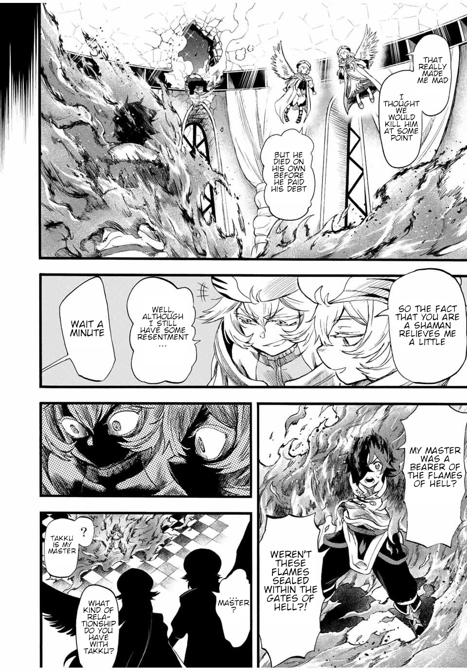 Jigoku no Gouka de Yaka re Tsuzuketa Shounen. Saikyou no Honou Tsukai to Natte Fukkatsu Suru. Chapter 80 page 9 - Chapter 80: The Waltz of the Twin Angels.