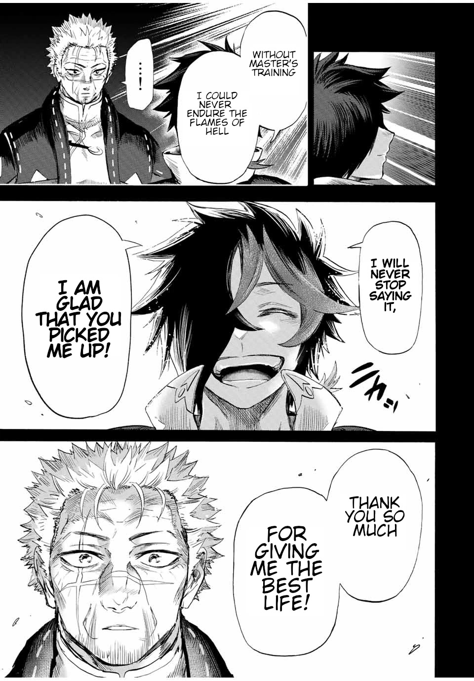 Jigoku no Gouka de Yaka re Tsuzuketa Shounen. Saikyou no Honou Tsukai to Natte Fukkatsu Suru. Chapter 98 page 6 - Chapter 98: Thank you...